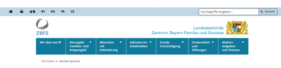 Ganz oben ist eine hellblaue Leiste mit verschiedenen Zeichen und Buchstaben. Darunter ist eine dunkelblaue Menü-Leiste